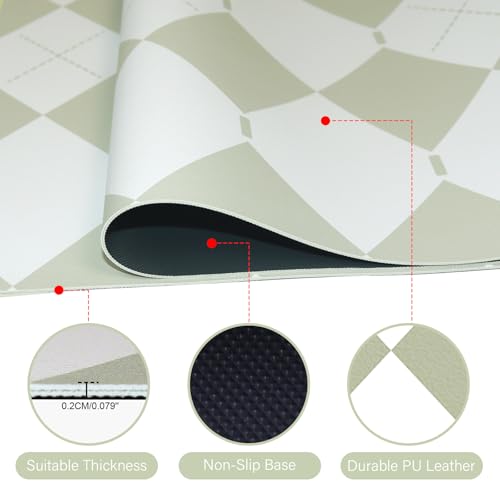 Large Desk Pad, 35.4" x 15.7" PU Leather Desk Mat for Desktop, Non-Slip Office Desk Mat for Desk, Desk Blotter Pad, Waterproof Computer Pad for Desk, Computer Mat Desk Protector for Home & Office - color: Beige Checkered