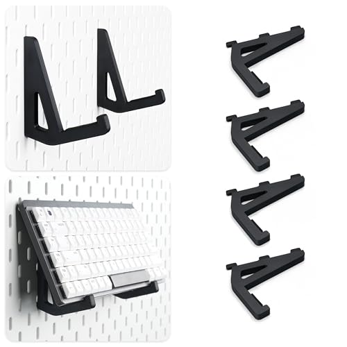 Mechanical Keyboard Display Stand, Keyboard Storage Hook for IKEA SKADIS Pegboard Accessories | Black | Holder | Space-Saving Desk Organizer, Gaming Office | 4PCS - color: Black