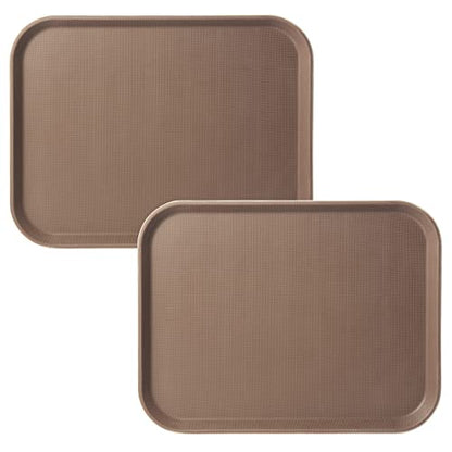 CURTA 2-Pack Restaurant Grade Non-Slip Tray, NSF, 18 Inch x 14 Inch, Plastic Rubber Lined Rectangular Serving Tray, Brown - color: Brown-rectangular, size: 14 Inch x 18 Inch