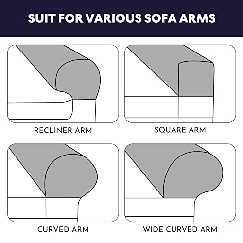 BESPORTBLE 2pcs Chair Arm Protectors Stretch Fabric Armrest Sofa Armrest Cover Armchair Slipcover Protector Elastic Home Office Recliner Couch Loveseat Protective Cloth Grey