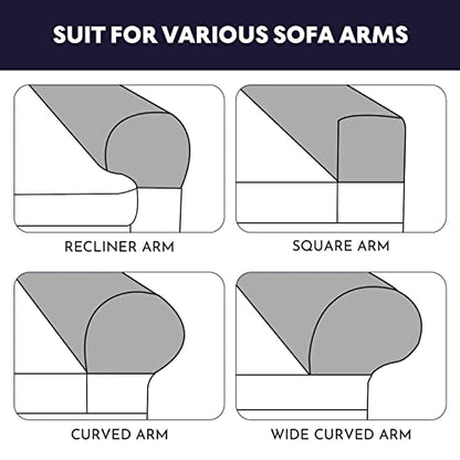 BESPORTBLE 2pcs Chair Arm Protectors Stretch Fabric Armrest Sofa Armrest Cover Armchair Slipcover Protector Elastic Home Office Recliner Couch Loveseat Protective Cloth Grey