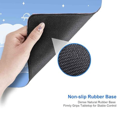 IMAYONDIA Cute Pastel Blue Desk Mat, Aesthetic Stars Moon Desk Pad, Kawaii Anime Deskmat, Gradient White Clouds Computer Pad, Minimalist Large Gaming Mouse Pad Mousepad, 31.5 X 11.8 Inch - color: Blue Gradient Clouds