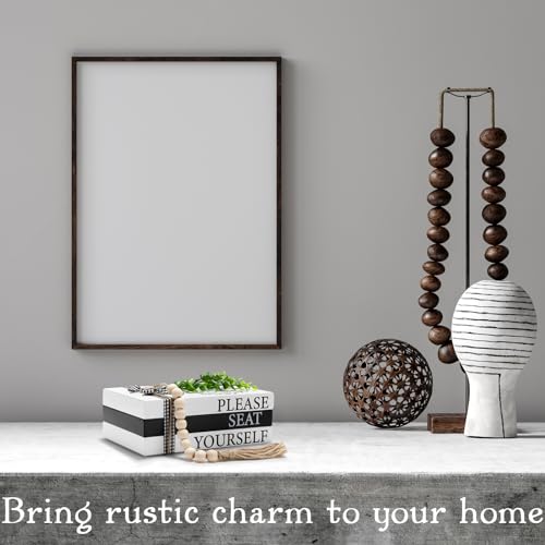 Capoda 3 Pcs Decorative Books for Home Decor Farmhouse Faux Stacked Books Wooden Rustic Table Decor with Bead Garland Twine Ribbon Faux Leaf for Table(Welcome) - style: Welcome