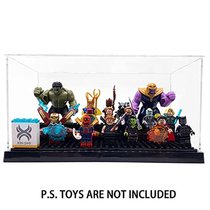 Minifigure Display Case for LEGO, 3-Tier Acrylic Dustproof, Black | Acrylic, Dustproof, 3 Removable Tiered Steps, Holds 35 Minifigures, Stackable, Desk Display, Gift for Collectors, Black - style: 1 PACK