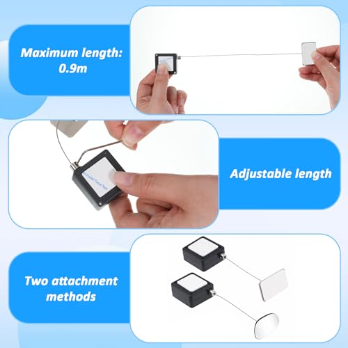 2PCS TV Remote Leash Retractable Remote Control Tether Never Lose Your Remotes Again 3ft Adjustable Security Control Leash for TV Remotes Controler, Tablets Showroom, Gaming Controller