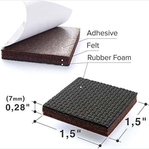 Non Slip Furniture Pads 8 pcs 1 1/2" X-Protector - Premium Furniture Grippers! Self-Adhesive Rubber Feet Furniture Feet - Ideal Non Skid Furniture Pad Floor Protectors - Keep Furniture in Place! - size: 8 Square 1.5"