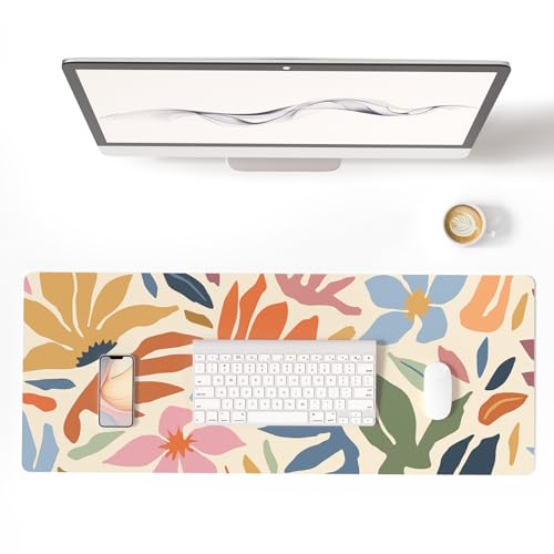 Colorful Star Abstract Floral Large Mouse Pad, Waterproof Office Desk Mat, 31.5" x 11.8" - color: Abstract Floral, size: 31.5" x 11.8"