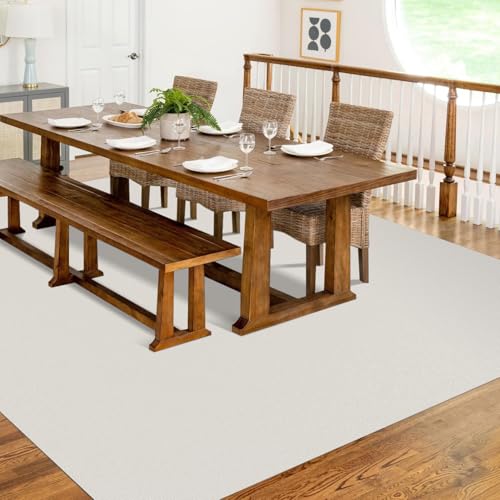 Soft Plastic Floor Mat for Under Dining Table, 5'×7' Beige Waterproof Vinyl Area Rug for Living Room, Non-Slip Multi-Pupose Floor Cover Protector for High Traffic Areas - color: Beige, size: 5' x 7' (Rectangular)
