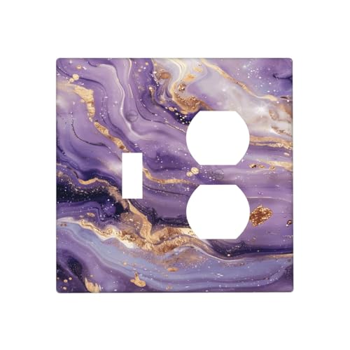 Abstract Purple Gold Marble Texure Luxurious Wallplates 1 Toggle 1 Duplex Switch Plate Electrical GFCI Faceplate Decorative Light Switch Covers for Bathroom Living Room Decor - color: Abstract Purple Gold Marble Texure Luxurious, size: 1 Toggle 1 Duplex /