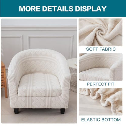 KRFOONN Club Chair Slipcover 2 Piece Stretch Jacquard Round Barrel Chair Covers Removable Tub Chair Slipcover with Elastic Bottom Chair Coverings Furniture Protector Cover for Living Room, T3 - color: Color T3
