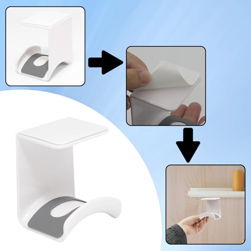 1Pcs White ABS Plastic Headphone Stand Hanger, Hanging Headset Holder Hook Under Desk, Adhesive Earphones Hangers for Desk Headphone Hanger, Most Headphones and Controller - color: White, size: Under Desk