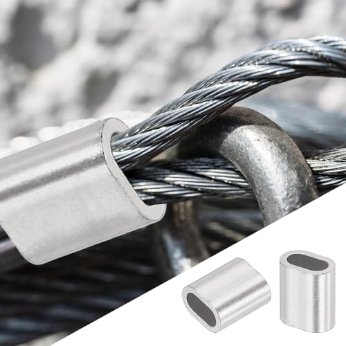 uxcell 1/16"(2mm) Wire Rope Stop Sleeve, 304 Stainless Steel Cable Wire Rope Crimping Loops Sleeve Ferrules for Cable Ferrule, Silver 20Pcs - size: 1/16"(2mm)