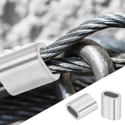 uxcell 1/16"(2mm) Wire Rope Stop Sleeve, 304 Stainless Steel Cable Wire Rope Crimping Loops Sleeve Ferrules for Cable Ferrule, Silver 20Pcs - size: 1/16"(2mm)