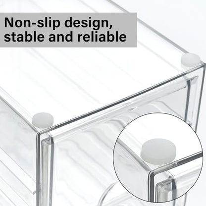 Prsildan 15 Drawers Teacher Toolbox Acrylic Containers, Set of 3 | Clear, Pens Markers Stickers Hardware Storage, Office Desk Kitchen Cabinet Garage Organizer - style: 15 Drawers