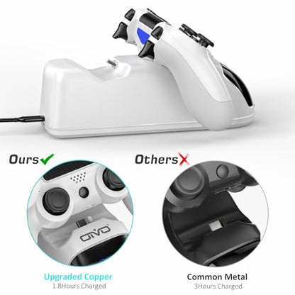 OIVO PS4 Controller Charging Dock Station, Dualshock 4 Controller Charger with 1.8Hrs Charging Chip, White - color: White, size: 8.12inch - PS4