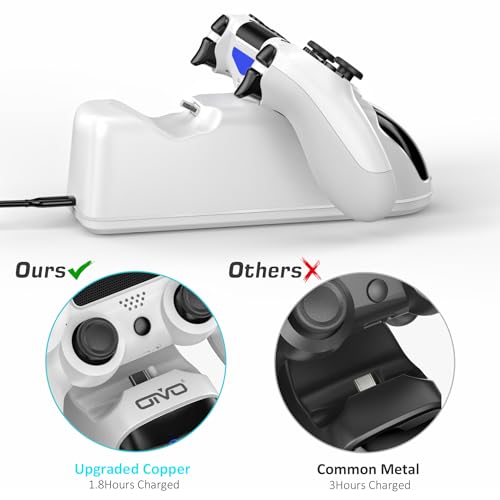 OIVO PS4 Controller Charging Dock Station, Dualshock 4 Controller Charger with 1.8Hrs Charging Chip, White - color: White, size: 8.12inch - PS4