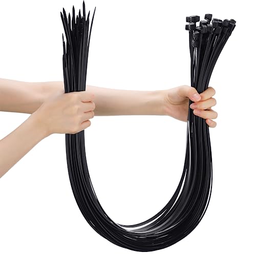 Shappy 60 Inch 50 Pcs Zip Ties Heavy Duty Strong Large Cable Wire Ties Zip Industrial Sturdy Wire, Awnings Tying Branches Bundling of Crops Fixed Water Pipes (Black) - color: Black, size: 60 inch