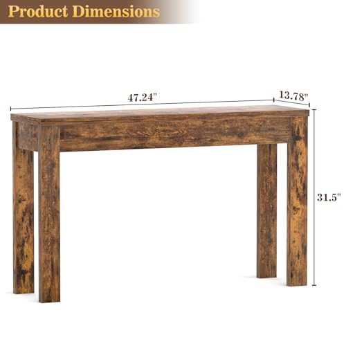 Armocity Console Table, 47" Farmhouse Wood Entryway Table, Sofa Tables Narrow Long Behind Couch, Entry Table for Entrance, Hallway, Living Room, Rustic Brown - color: Rustic Brown, size: 47"