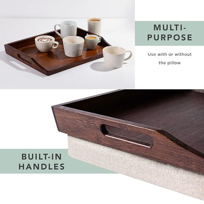 ROSSIE HOME Bamboo Wood Bed Tray, Lap Desk with Detachable Cushion, Serving Tray - Java - Fits up to 15.6 Inch Laptops - Style No. 76102 - color: Java, size: Single Tray