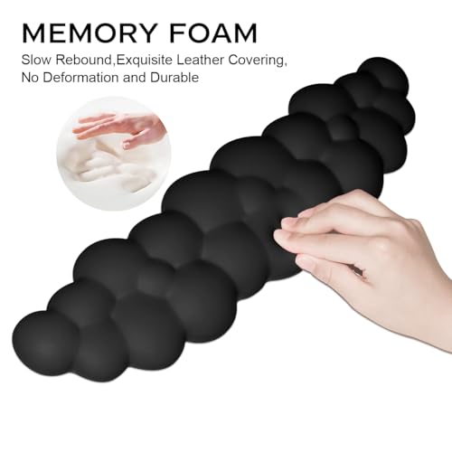 JIKIOU Upgrade Leather Cloud Keyboard Wrist Rest, Cloud Wrist Rest with Non-Slip PU Base, Comfortable Memory Foam Wrist Rest for Computer Laptop Mac Gaming Office and Pain Relief Christmas Wish Gift - color: 03matte Black