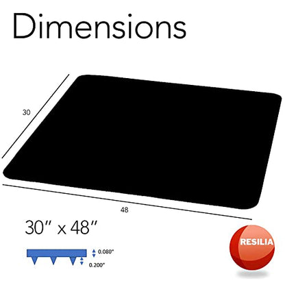 Resilia Office Desk Chair Mat - for Low Pile Carpet (with Grippers) Black, 30 Inches x 48 Inches, Made in The USA - color: Black, size: 30" x 48" without lip