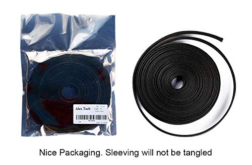 25ft - 1/2 inch PET Expandable Braided Sleeving – Black – Alex Tech Braided Cable Sleeve - color: Black, size: 1/2"-25ft