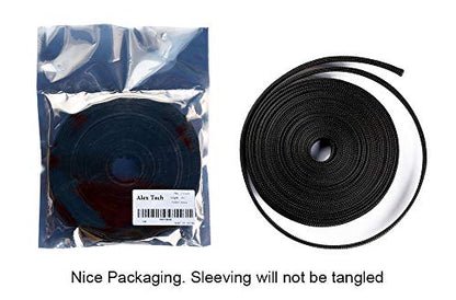 25ft - 1/4 inch PET Expandable Braided Sleeving – Black – Alex Tech Braided Cable Sleeve - color: Black, size: 1/4"-25ft