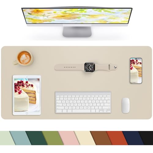 Small Desk Mat,Leather Desk Pad Protector,Desk Mouse pad,Office Desk mat,Laptop Mat for Desk, Non-Slip PU Leather Desk Blotter,Waterproof Desk Writing Pad for Office/Home(31.5"x15.7",Beige) - color: Beige, size: 31.5" x 15.7"