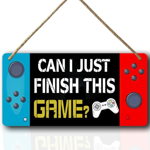 Gaming Door Sign Boy Gamer Room Decor For Boys Bedroom Wall Decor Kids Game Room Accessories Can I Just Finish This Game Sign Gaming Signs Video Posters - color: GamingSign5
