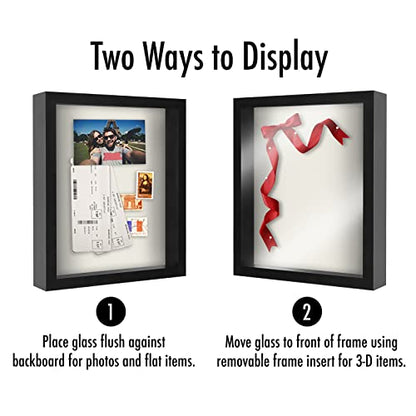 Americanflat 11x14 Shadow Box Frame with Shatter-Resistant Glass - Silhouette Collection - Large Shadow Box Display Case for Tabletop and Wall Display - Black with Soft Felt Back - color: Black, size: 11x14
