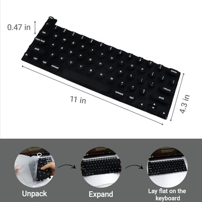 Keyboard Cover for Long Nails Compatible with MacBook Pro 13 inch M2 2023, 2022, 2021 2020 M1 A2338 A2289 A2251&Compatible with MacBook Pro 16 2020 2019 A2141 Touch ID, US ANSI (Black & Heart) - color: Black