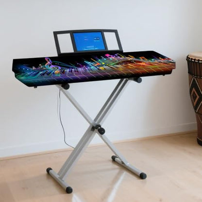 Nuxovilar Stretchy 88 Keys Keyboard Piano Dust Cover, Dust - Proof Elastic Milk Silk with Colorful Sound Wave Visuals for Digital Pianos - color: VC04236-B