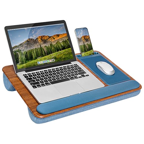 LAPGEAR Home Office Pro Lap Desk with Wrist Rest, Mouse Pad, and Phone Holder - Espresso Blue - Fits up to 15.6 Inch Laptops - Style No. 91622 - color: Espresso Blue, size: Home Office Pro W/Wrist Rest