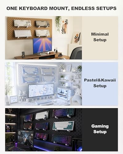 Mechanical Keyboard Holder for IKEA SKADIS Pegboard Accessories | White | Keyboard Stand | Space-Saving Desk Organizer, Gaming Office | 4PCS - color: White