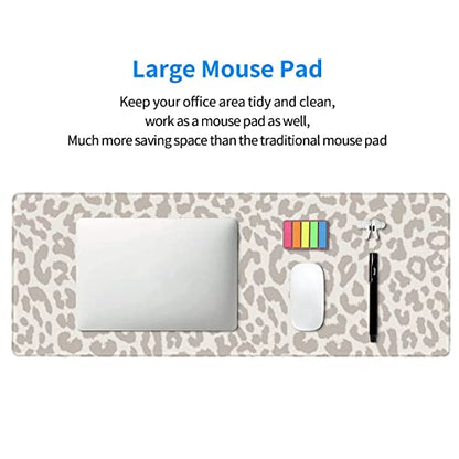Large Mouse Pad Gaming Mousepad XL Beige Leopard Print Desk Mat Mouse Pad Long 31.5x11.8 in Extended Big Cute Mousepad Waterproof Desk Pad with Non-Slip Base and Stitched Edges for Computer Keyboard - color: Grey Leopard Print