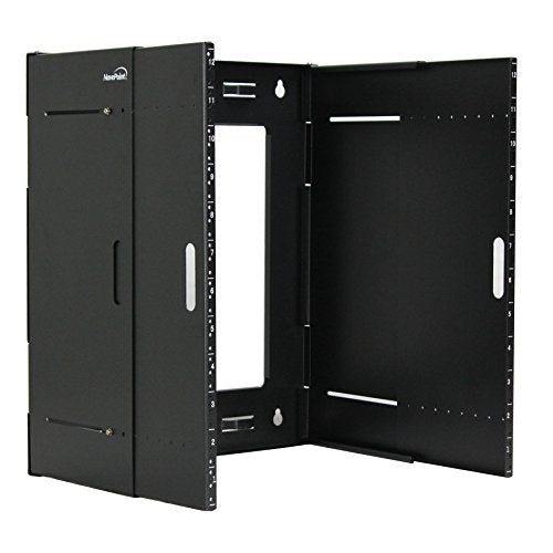 NavePoint 12U Patch Panel Bracket Wall Mount Patch Panel Rack for 19” Networking Equipment – Expandable Mounting Depth 9.5” to 15.5” 4U IT Rack 40lbs Weight Capacity Pre-Assembled - size: 12U
