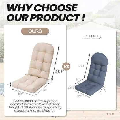 Crestlive 50x20x4 Inch Adirondack Chair Cushion, Outdoor Rocking Chair Cushions Water Resistant High Back Patio Chair Cushions Set of 2, Replacement Cushions，Beige - color: Beige, size: 2