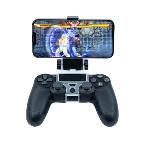 Mcbazel Phone Mount Clip for PS4 Controller, Smart Phone Holder Compatible with PS4 DualShock 4 Controller and iPhone, Android up to 6 Inch - Black