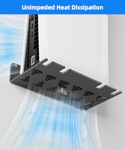PS5 Wall Mount Aluminum Alloy Compatible with All PS5 Generations Holds Two Controllers Unimpeded Heat Dissipation Ps5 Accessories Universal for Living Room and Bedroom - color: Black
