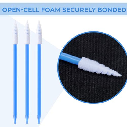 Chinco 200 Pcs Cleaning Swabs 2.56 Inch Sponge Tip Swabs Sticks for Printer Heads, Scanners, Camera Lenses, Chip Hard Disk Industries, Optical Lenses and Optical Equipment Makeup(Deep Blue) - color: Deep Blue