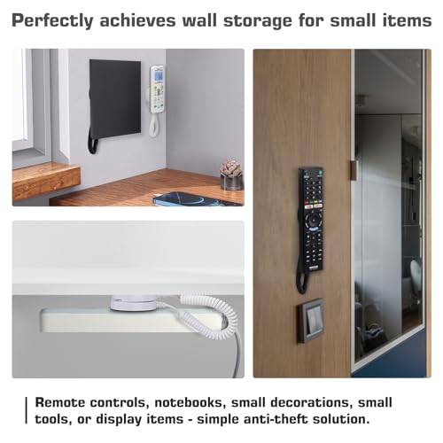 2-Pack Magnetic Remote Control Holders with Spring Ropes - Safely Secure Remotes & Small Items, Wall-Mount with Adhesive, Anti-Loss, Rapid Adsorption, Extendable Spring (White 43 inch, 2 Pack) - color: White 43 inch, 2 pack