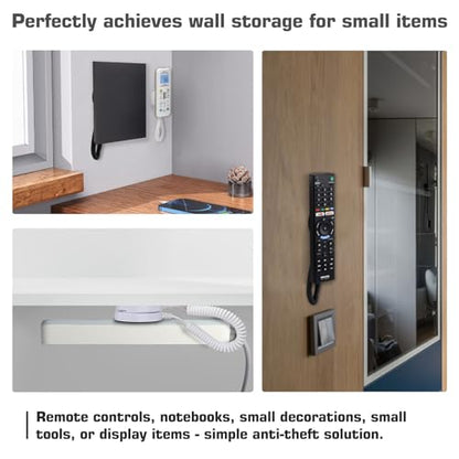 WALLFID 4-Pack Magnetic Remote Control Holders with Spring Ropes - Safely Secure Remotes & Small Items, Wall-Mount with Adhesive, Anti-Loss, Rapid Adsorption, Extendable Spring (Black 70 inch，4 Pack) - color: Black 70 inch，4 Pack