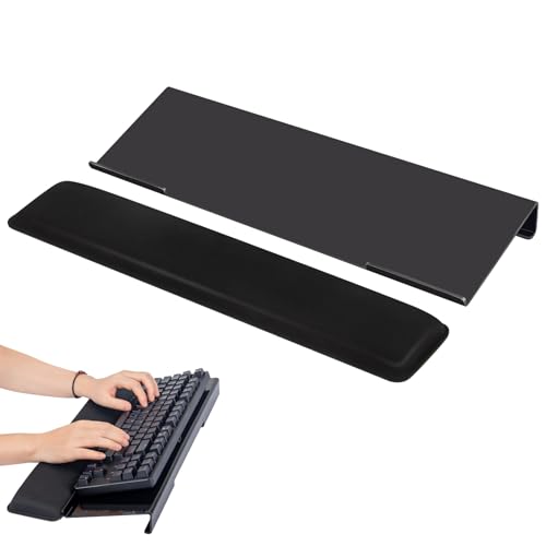 Keyboard Stand with Wrist Rest - Comfortable Wrist Pad for Easy Typing, Keyboard Tray for Office, Home, School (Fits Most Standard Keyboards) (Black) - size: Black