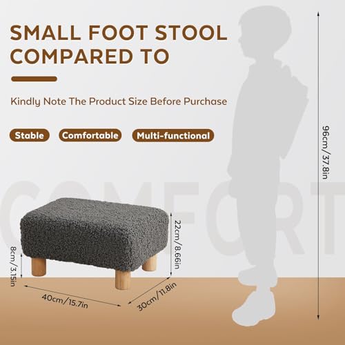 Small Foot Stool Ottoman, Sherpa Footstool Ottoman Foot Rest for Couch, Rectangle Footstools and Ottomans Small for Living Room, Entryway and Bedroom (Gray) - color: Gray (Sherpa)