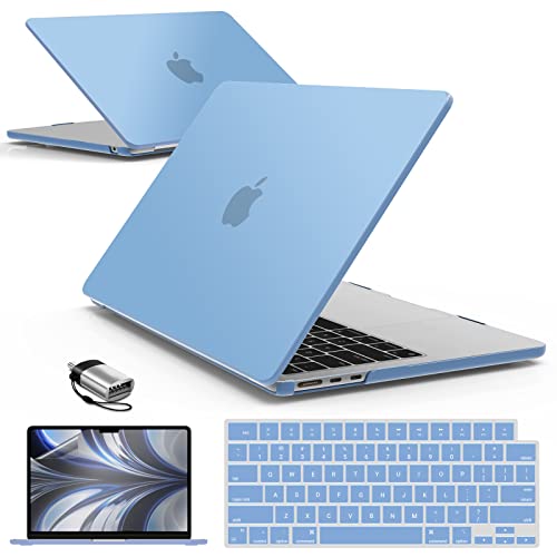 IBENZER Compatible with MacBook Air 13 inch Case M5 2026 M4 2025 M3 M2 2024-2022 A3449 A3240 A3113 A2681,HardShellCase&KeyboardCover ScreenFilm Type-C for Mac air 13.6", Airy Blue, KK-ARBL+2TC - color: Airy Blue