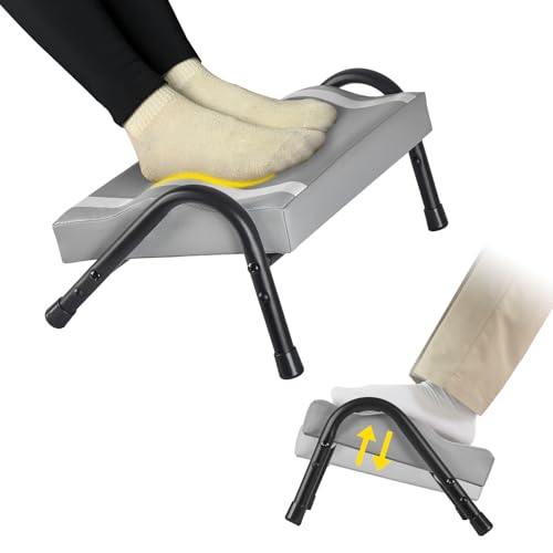 FUSLITE Foot Rest for Under Desk at Work,Ergonomic Foot Rest for Office Use, Adjustable Heights,Relieving Pain in Lower Back, Hip, Knee (Grey) - color: Grey