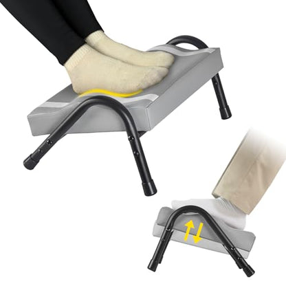 FUSLITE Foot Rest for Under Desk at Work,Ergonomic Foot Rest for Office Use, Adjustable Heights,Relieving Pain in Lower Back, Hip, Knee (Grey) - color: Grey