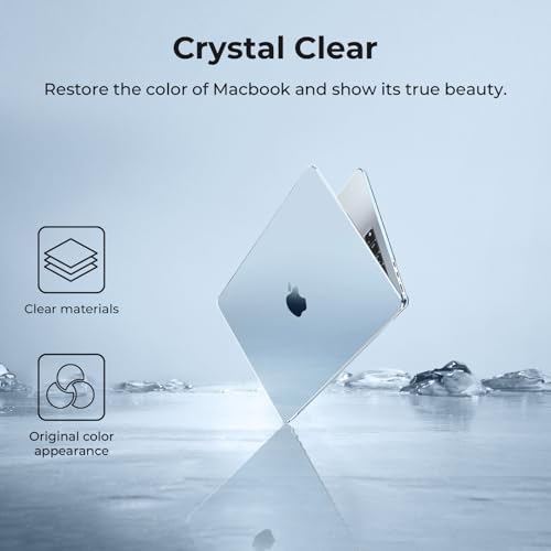 EooCoo Compatible with MacBook Air 13 inch Case M5 2026-2022 M4 M3 M2 Model A3449 A3240 A3113 A2681, Mac Air 13.6 inch Hard Shell & Keyboard Cover & Screen Film & Type-C, Crystal SkyBlue - color: Crystal Skyblue