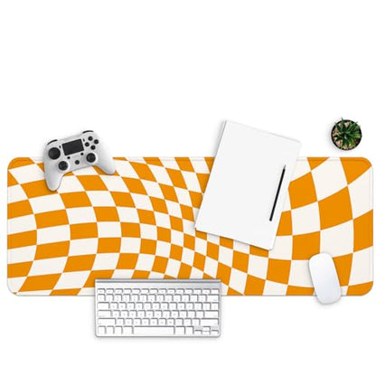 MAY FLOWER Gaming Mouse pad, Large Laptop Mousepad, Full Keyboard Mat, Long Computer Mouse Mat for Home and Office, Anti-Slip Rubber Base, 31.5 x 11.8 Inches (Checkered) - color: Checkered
