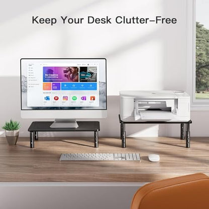 HUANUO Monitor Stand for Desk, Computer Monitor Stand Height Adjustable, Monitor Riser for 2 Monitors, Laptop Stand for Desk, 2 Pack, Black